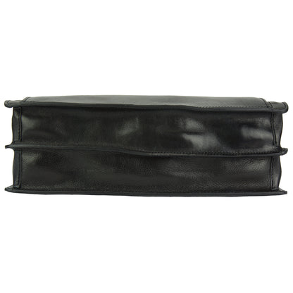 Beniamino Italian Leather Business Briefcase with Front Pocket - Made In Italy