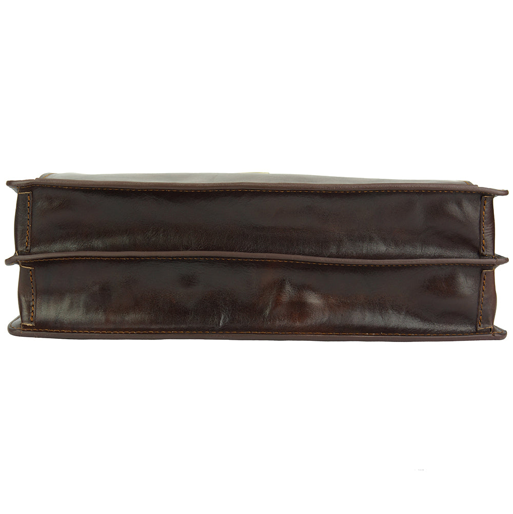 Beniamino Italian Leather Business Briefcase with Front Pocket - Made In Italy