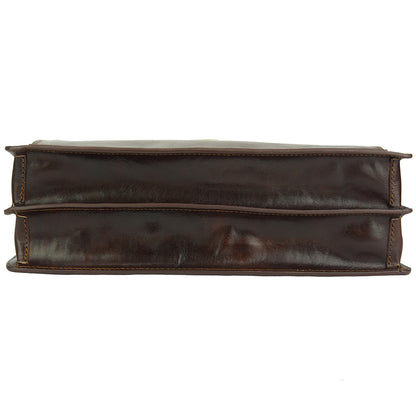 Beniamino Italian Leather Business Briefcase with Front Pocket - Made In Italy