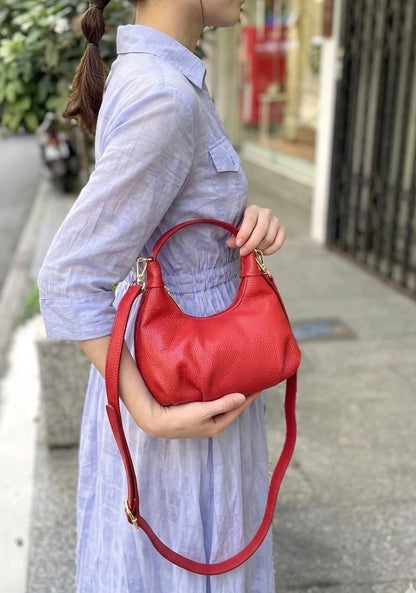 Noemi Compact Italian Leather Hobo Bag - Made In Italy