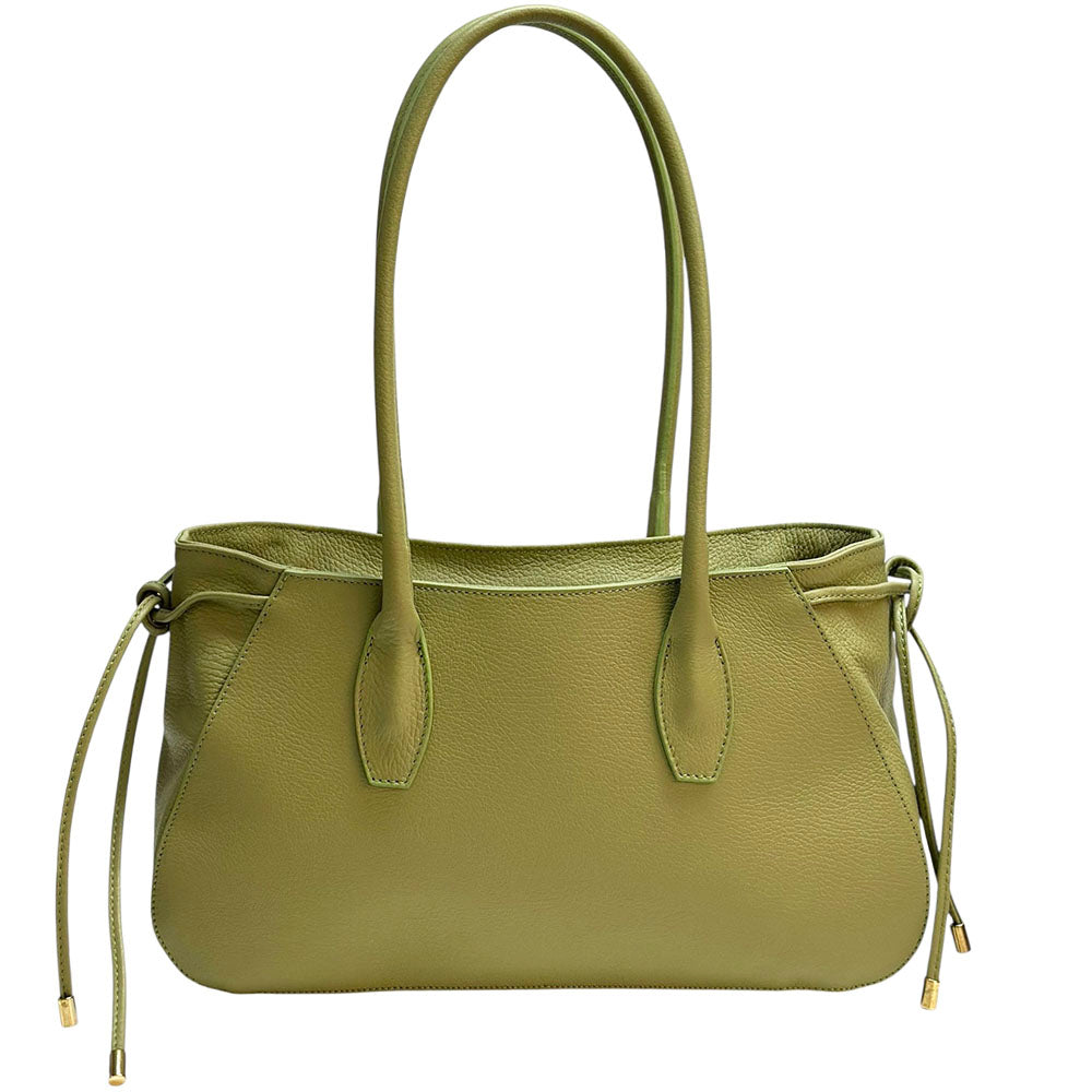 Heather Italian Cow Leather Shoulder Bag - Made In Italy