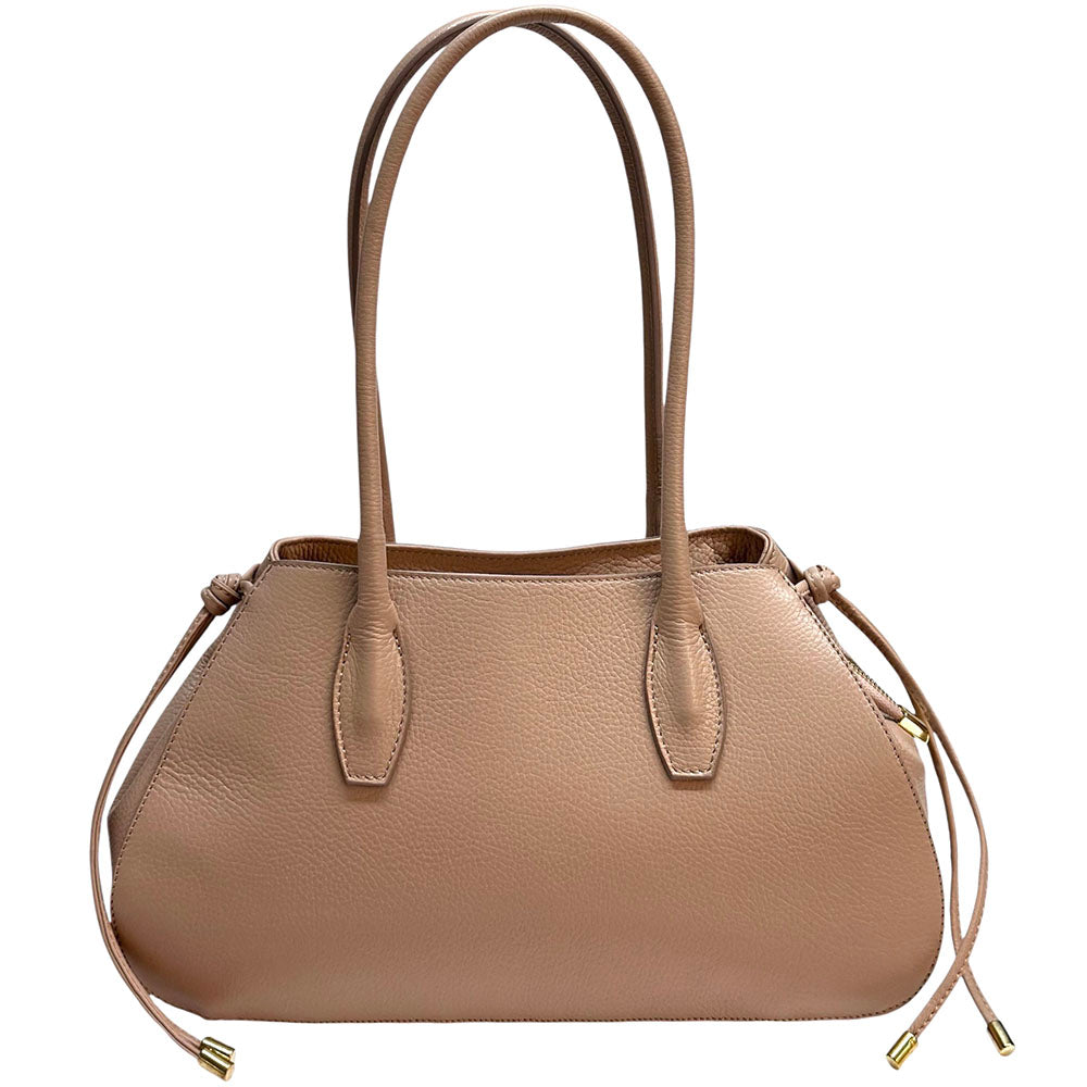 Heather Italian Cow Leather Shoulder Bag - Made In Italy