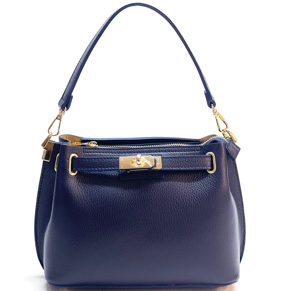 Lorettina Leather Lock Detail Shoulder Bag - Made In Italy