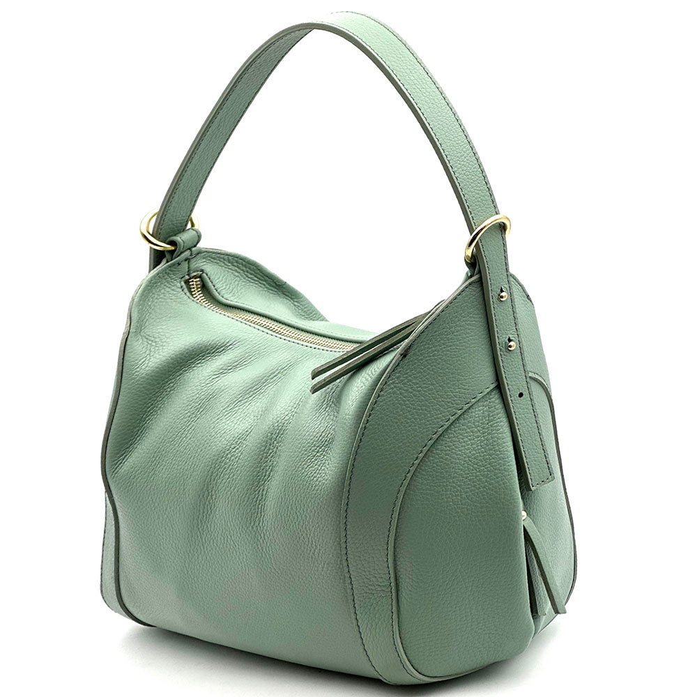 Silvia Cow Leather Shoulder Bag - Made In Italy