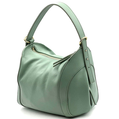 Silvia Cow Leather Shoulder Bag - Made In Italy