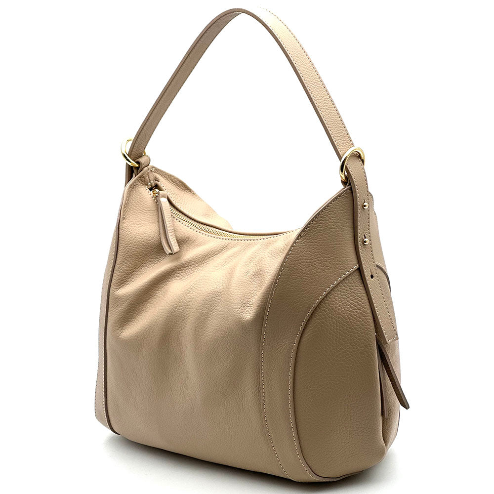 Silvia Cow Leather Shoulder Bag - Made In Italy