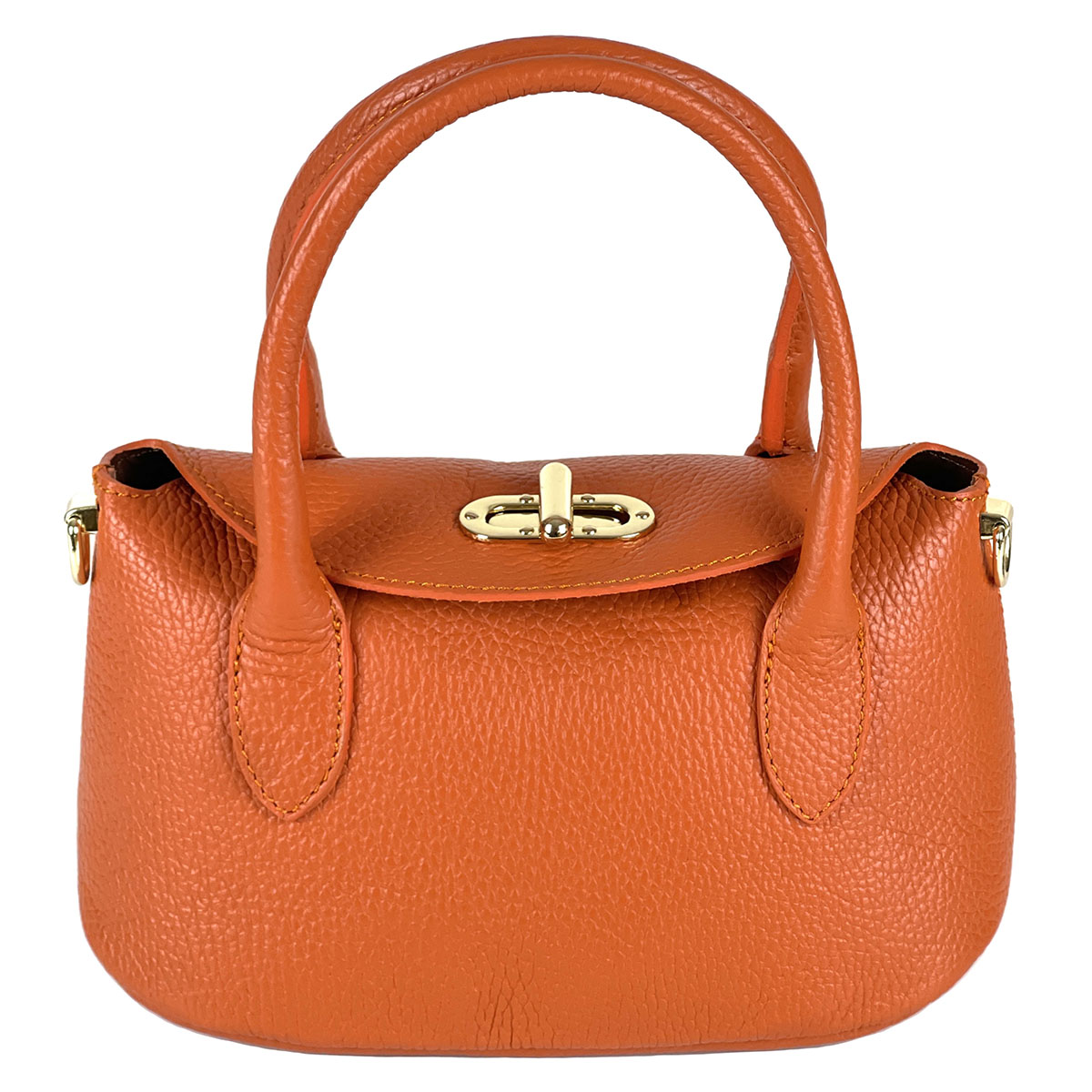 Ambra Compact Leather Top Handle Bag - Made In Italy