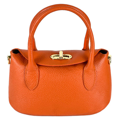 Ambra Compact Leather Top Handle Bag - Made In Italy