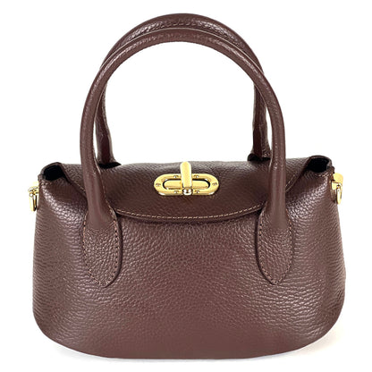 Ambra Compact Leather Top Handle Bag - Made In Italy