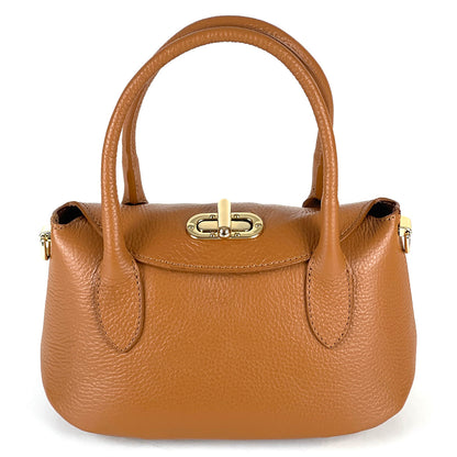 Ambra Compact Leather Top Handle Bag - Made In Italy