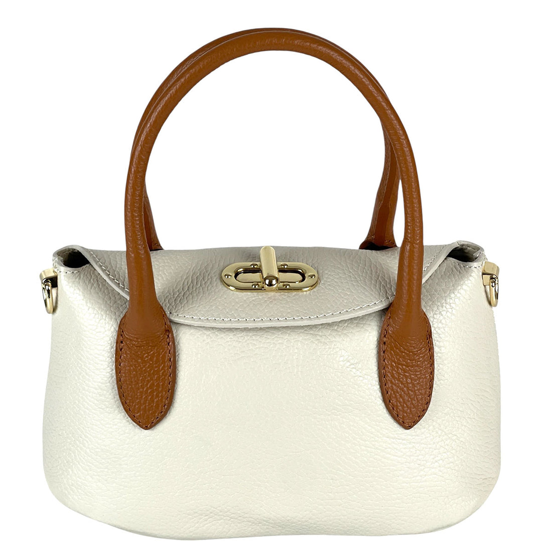 Ambra Compact Leather Top Handle Bag - Made In Italy