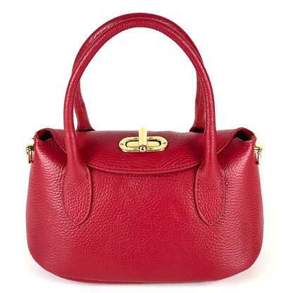 Ambra Compact Leather Top Handle Bag - Made In Italy