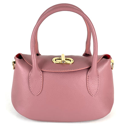 Ambra Compact Leather Top Handle Bag - Made In Italy