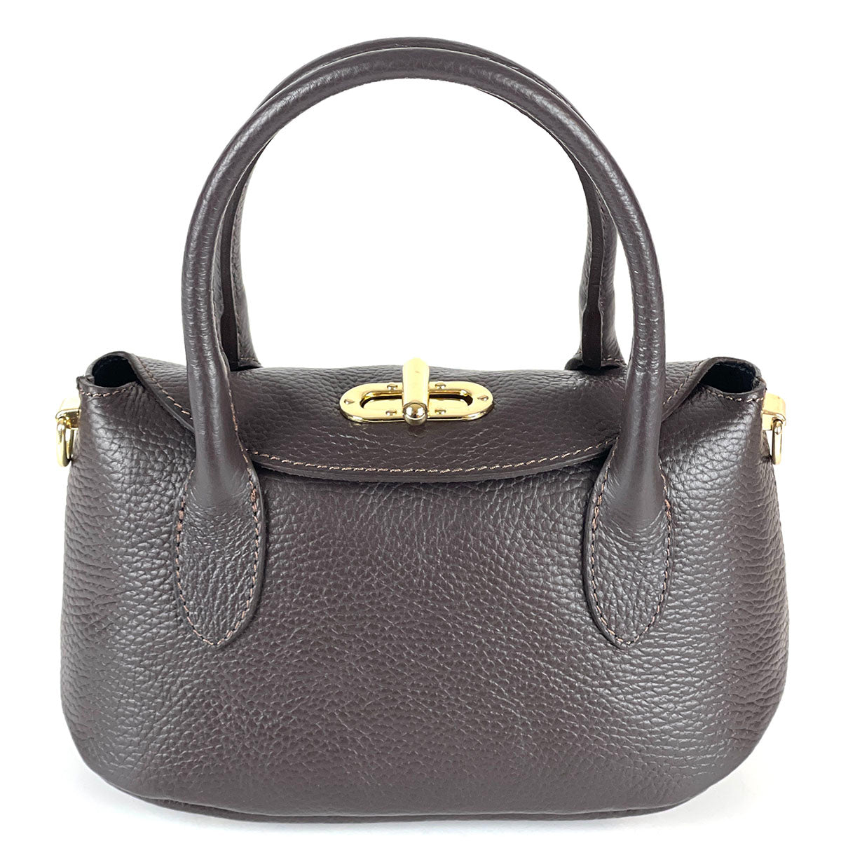Ambra Compact Leather Top Handle Bag - Made In Italy