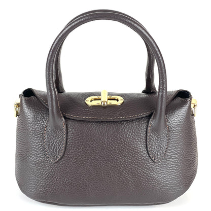 Ambra Compact Leather Top Handle Bag - Made In Italy