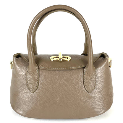 Ambra Compact Leather Top Handle Bag - Made In Italy