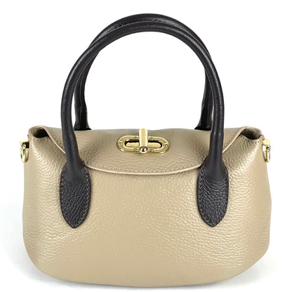 Ambra Compact Leather Top Handle Bag - Made In Italy