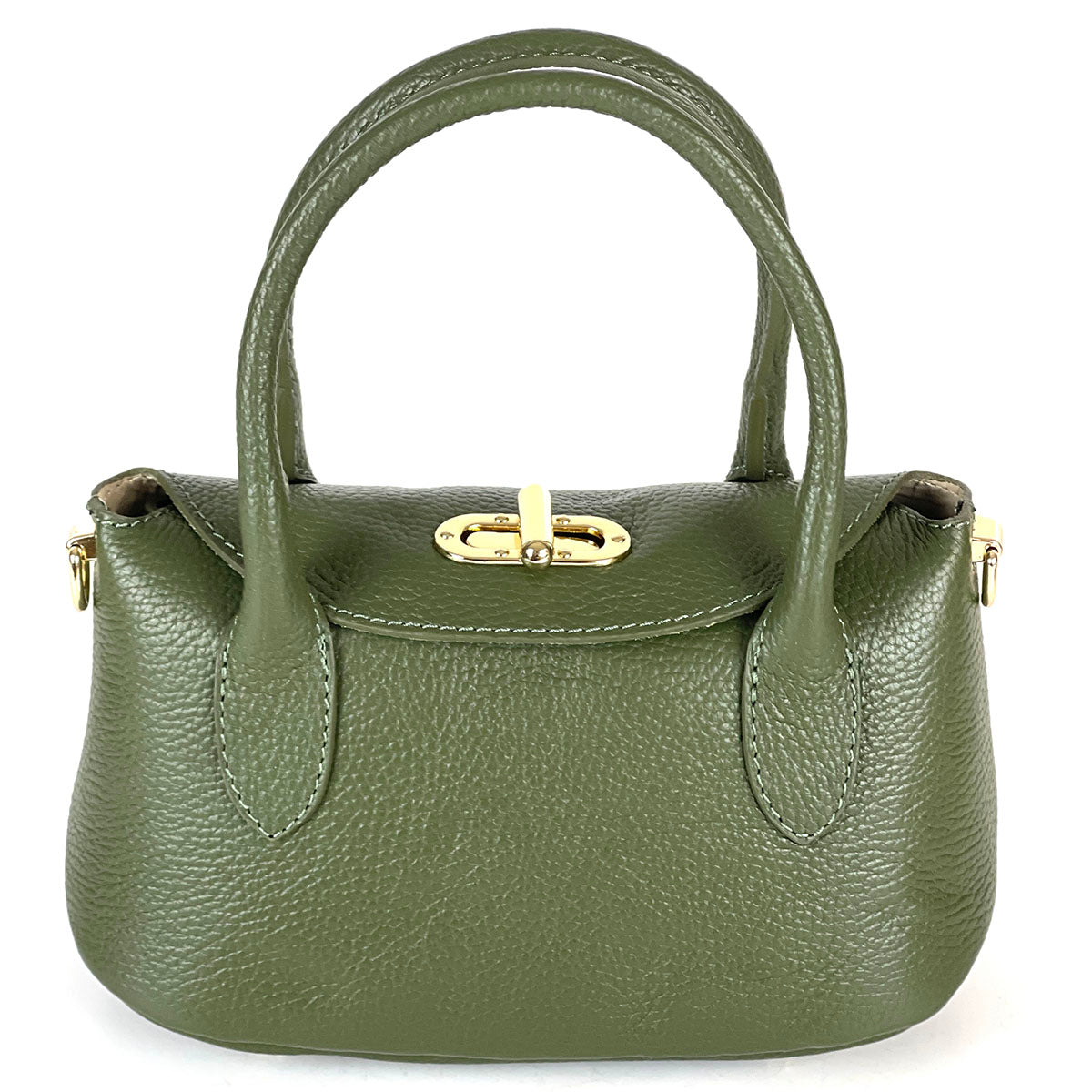 Ambra Compact Leather Top Handle Bag - Made In Italy