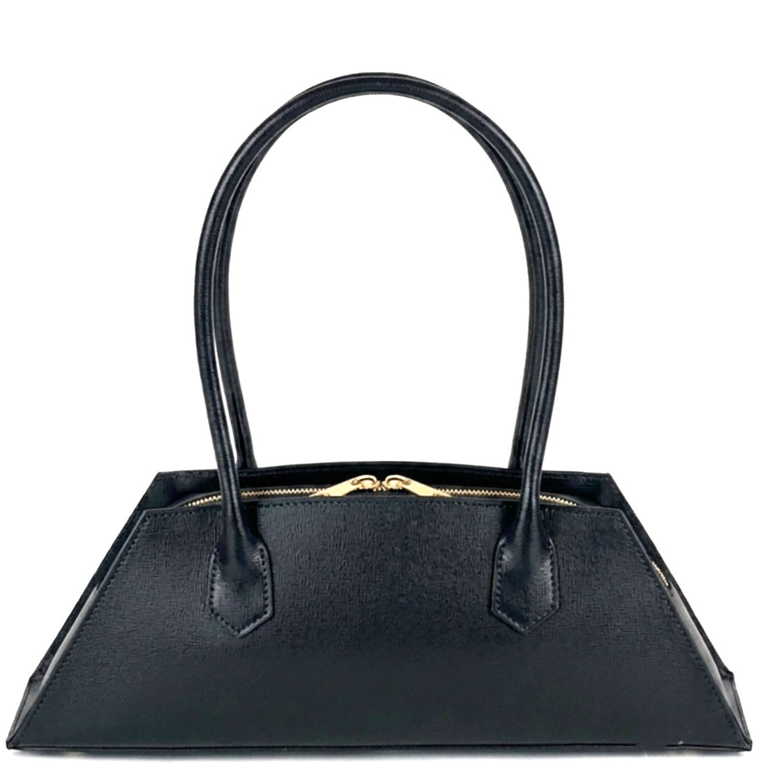 Vivara Structured Horizontal Shoulder Bag - Made In Italy