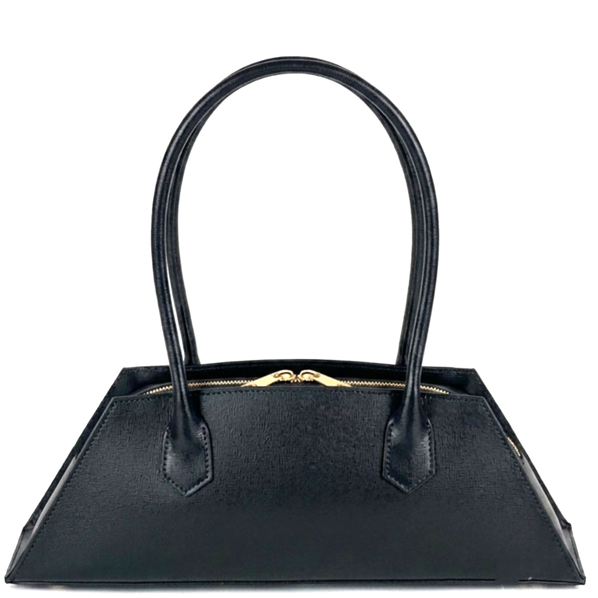 Vivara Structured Horizontal Shoulder Bag - Made In Italy