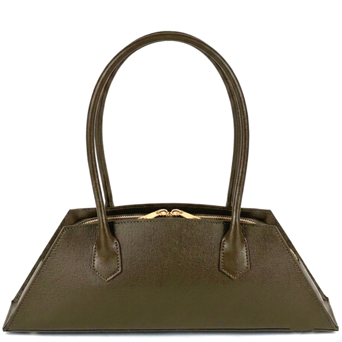 Vivara Structured Horizontal Shoulder Bag - Made In Italy