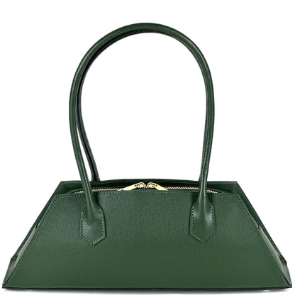 Vivara Structured Horizontal Shoulder Bag - Made In Italy