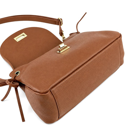 Gioia Structured Flap Shoulder Bag - Made In Italy