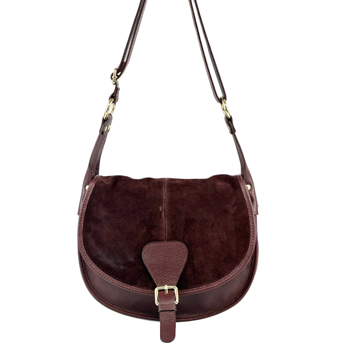 Lauren Italian Suede Saddle Shoulder Bag - Made In Italy