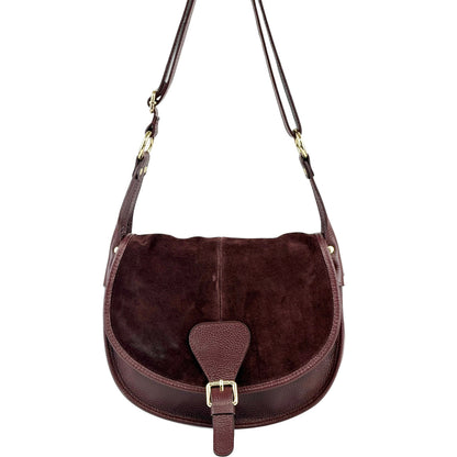 Lauren Italian Suede Saddle Shoulder Bag - Made In Italy