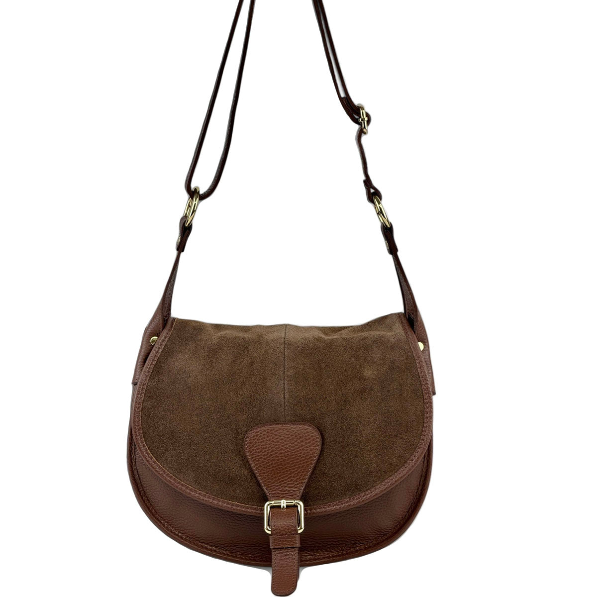 Lauren Italian Suede Saddle Shoulder Bag - Made In Italy