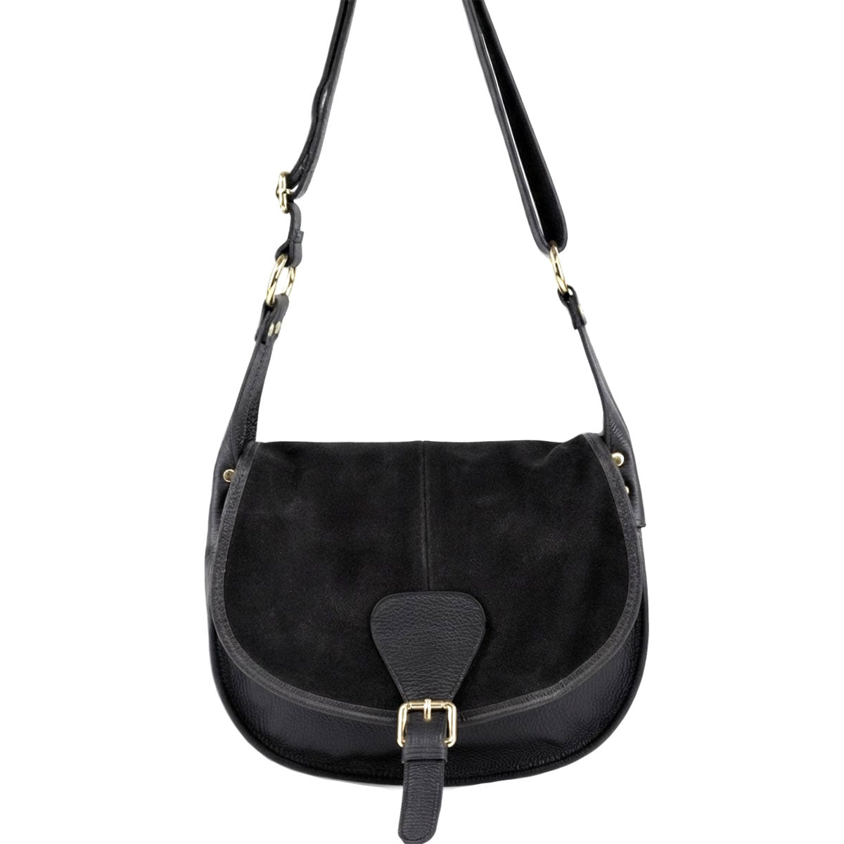 Lauren Italian Suede Saddle Shoulder Bag - Made In Italy