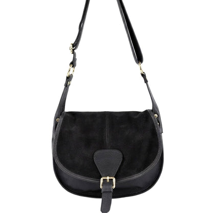 Lauren Italian Suede Saddle Shoulder Bag - Made In Italy