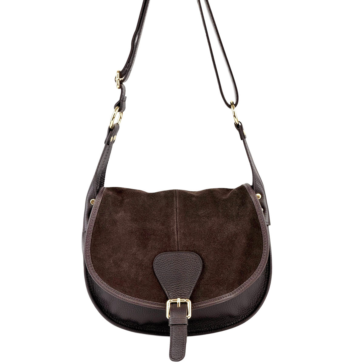 Lauren Italian Suede Saddle Shoulder Bag - Made In Italy