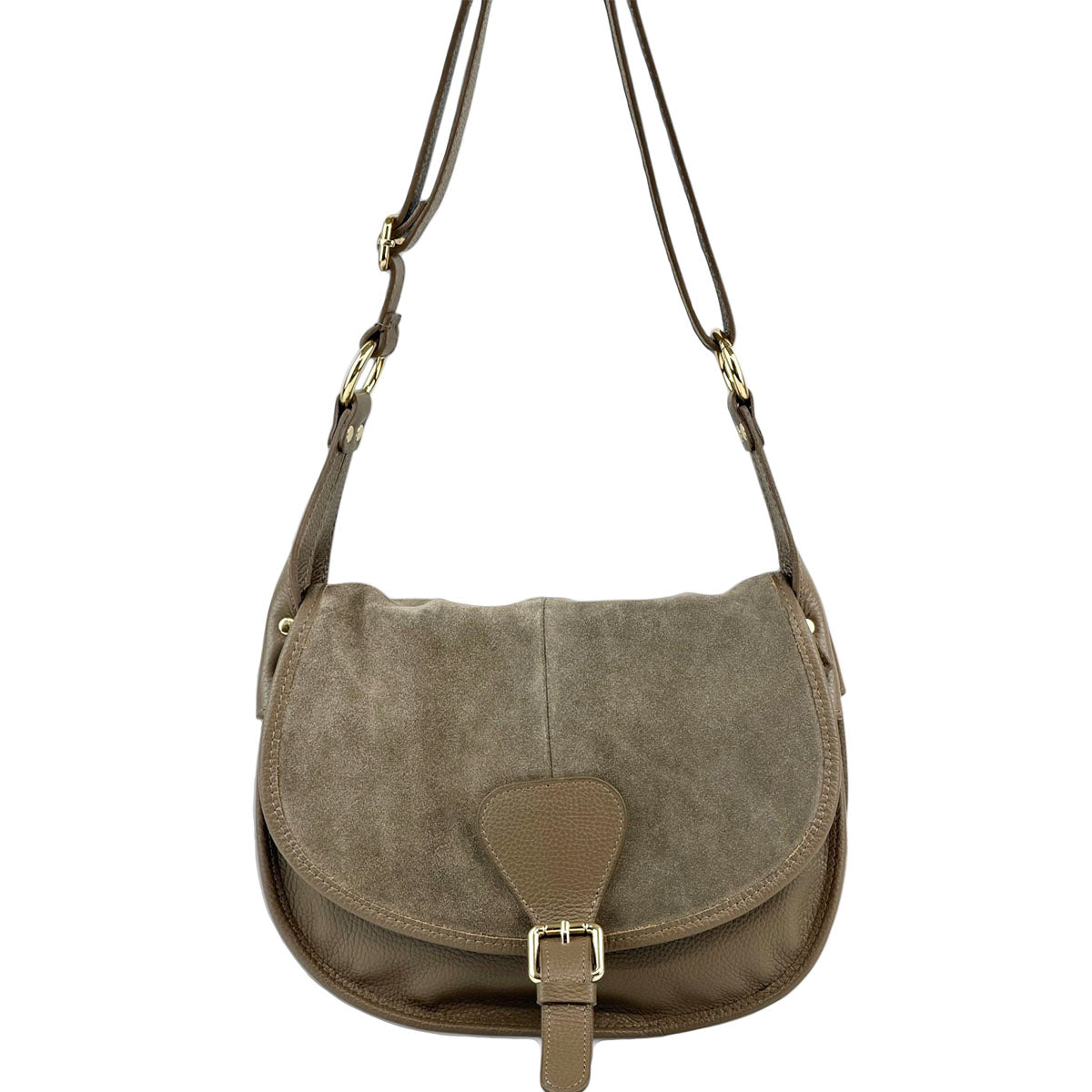 Lauren Italian Suede Saddle Shoulder Bag - Made In Italy