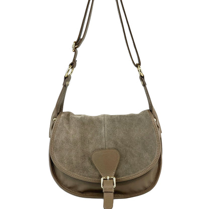 Lauren Italian Suede Saddle Shoulder Bag - Made In Italy