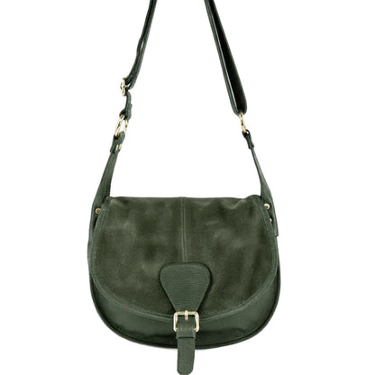 Lauren Italian Suede Saddle Shoulder Bag - Made In Italy