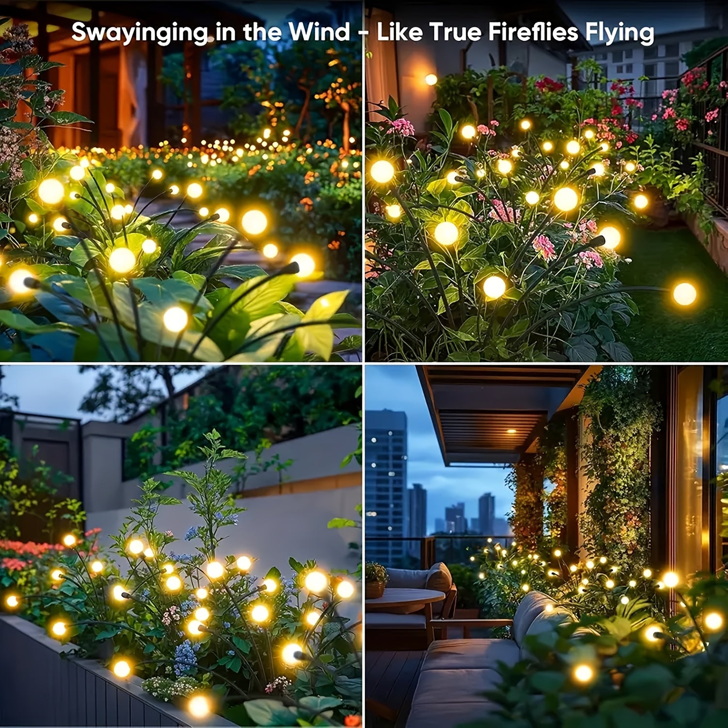6-Pack 48 LED Solar Garden Lights, Solar Swaying Light