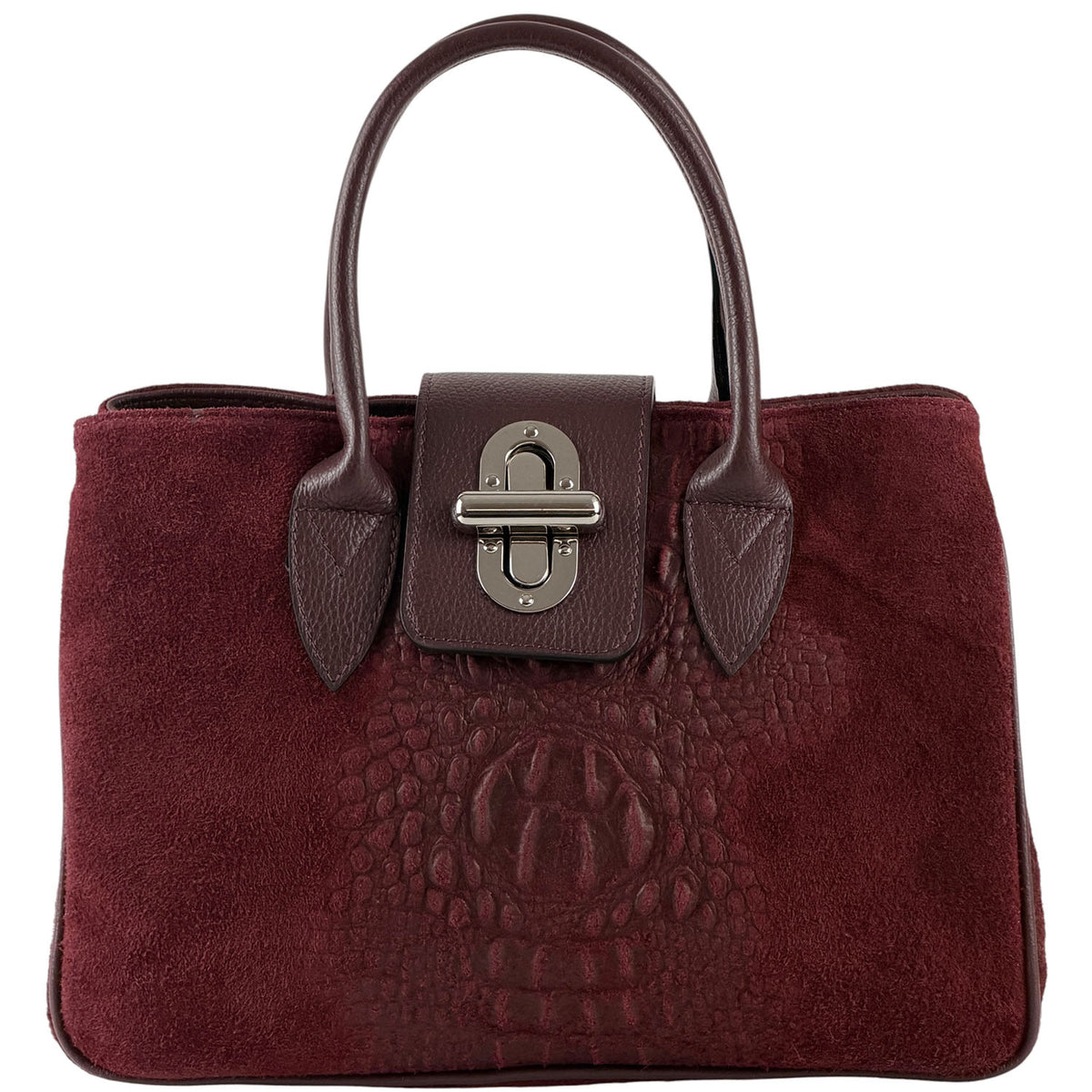 Alberta Structured Suede Satchel - Made In Italy