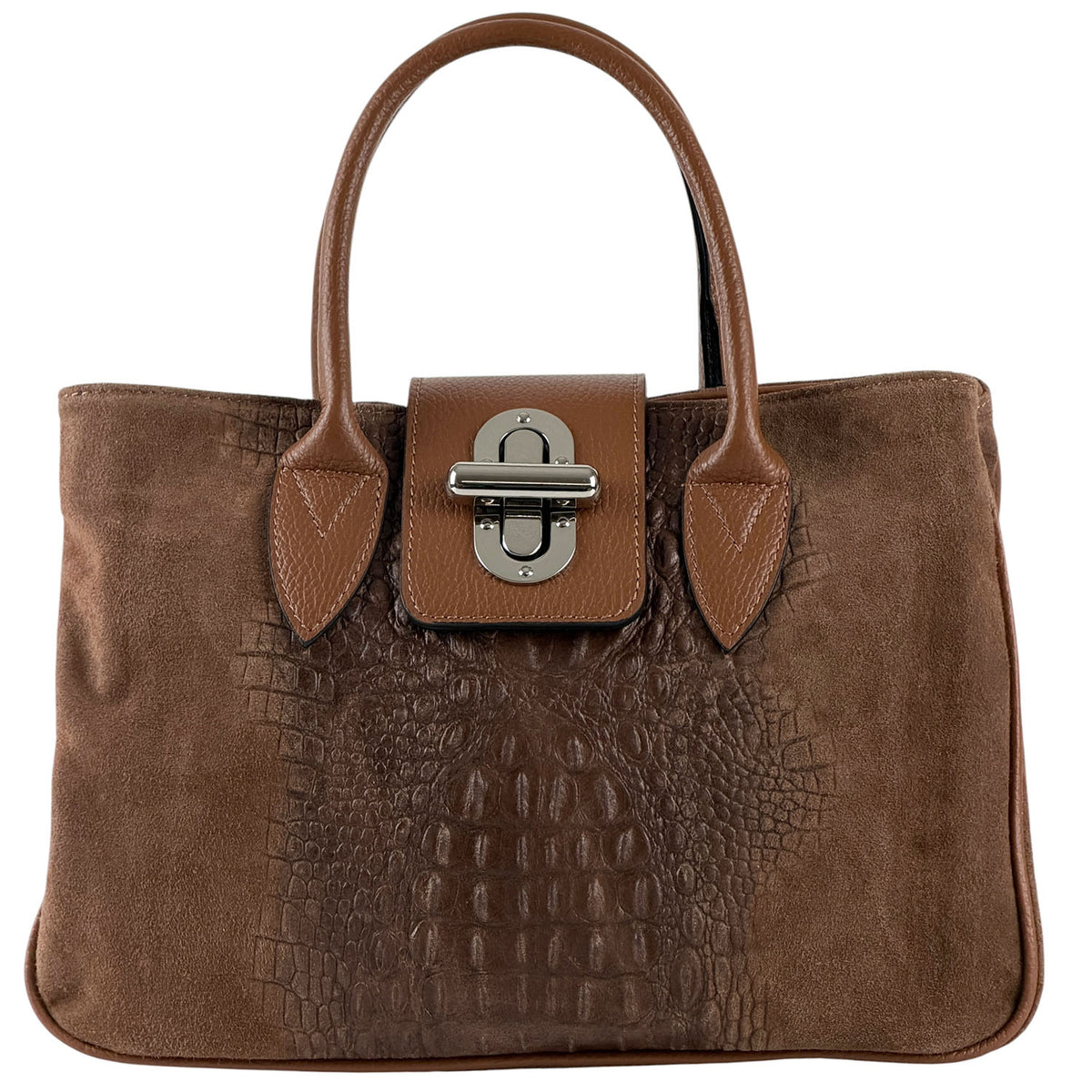 Alberta Structured Suede Satchel - Made In Italy