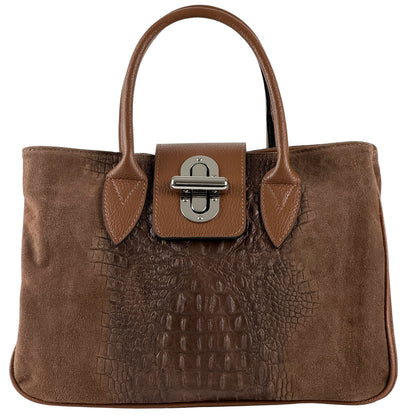 Alberta Structured Suede Satchel - Made In Italy