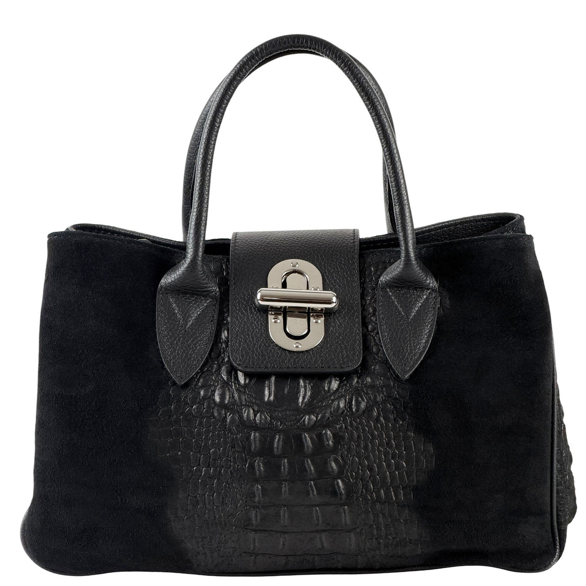 Alberta Structured Suede Satchel - Made In Italy