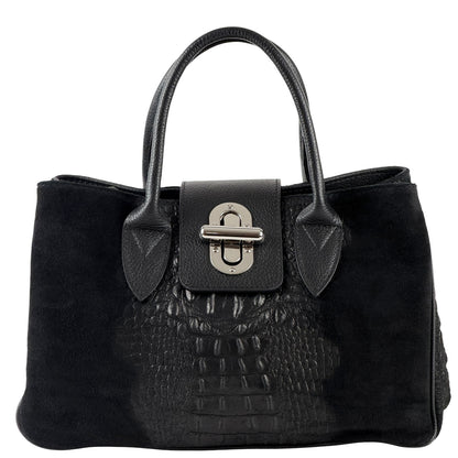 Alberta Structured Suede Satchel - Made In Italy