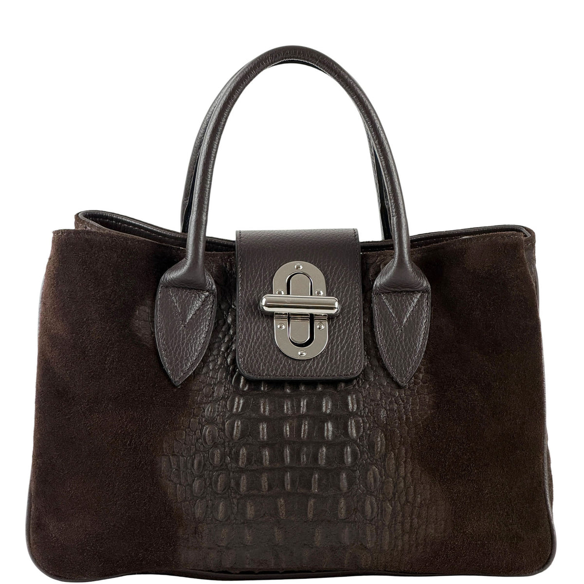 Alberta Structured Suede Satchel - Made In Italy