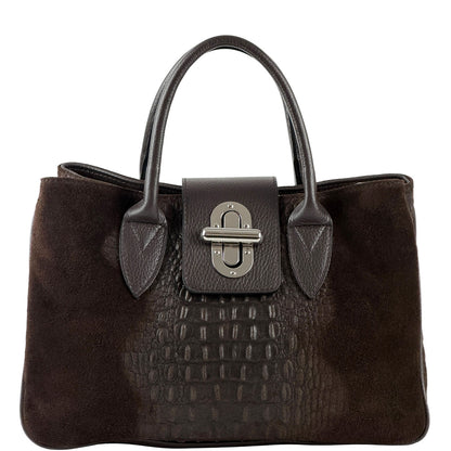 Alberta Structured Suede Satchel - Made In Italy