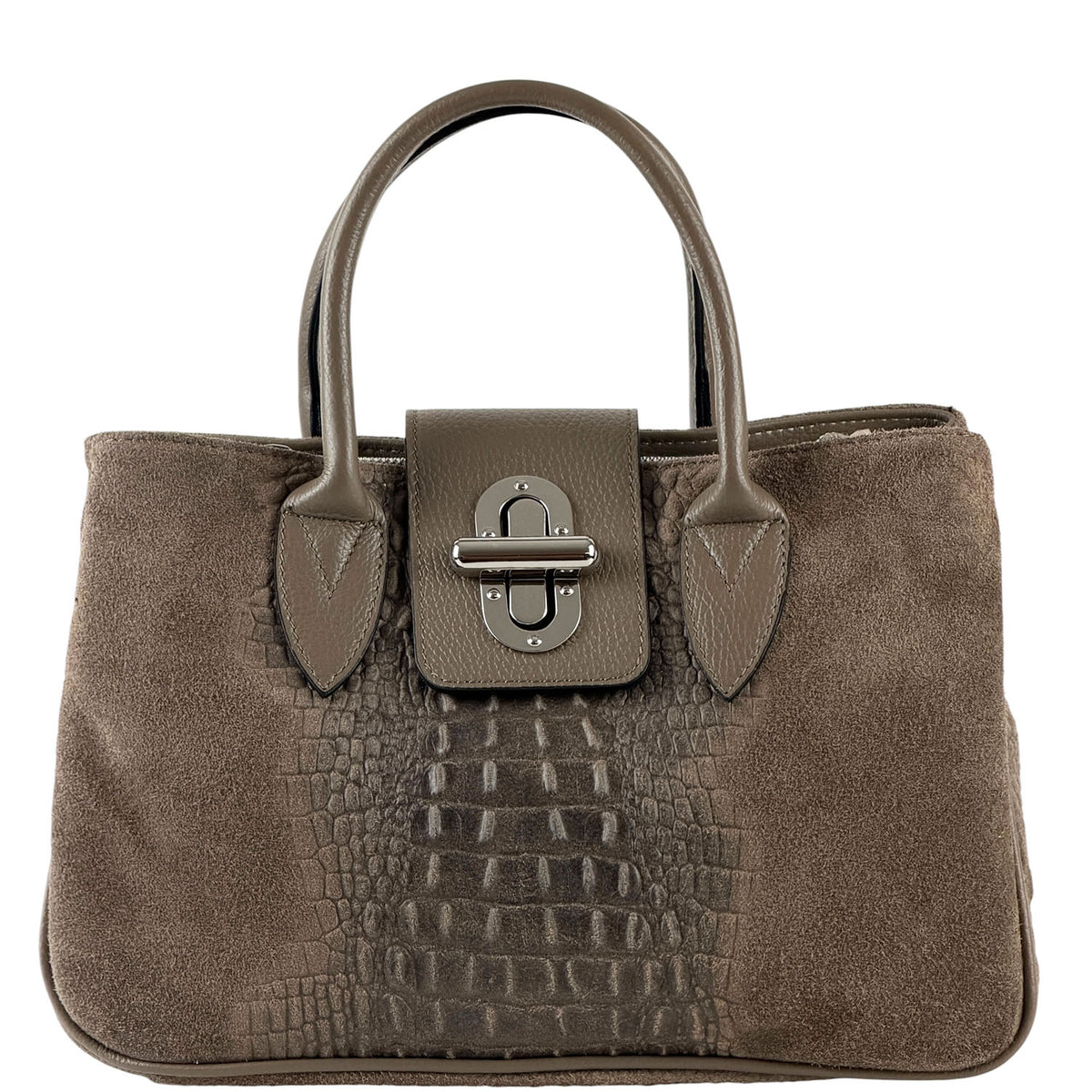 Alberta Structured Suede Satchel - Made In Italy