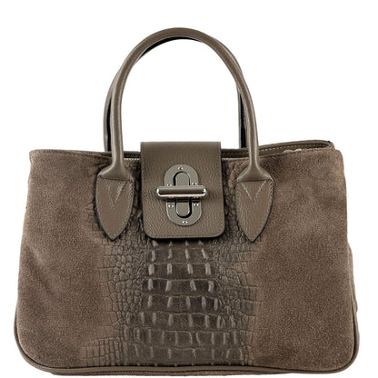 Alberta Structured Suede Satchel - Made In Italy