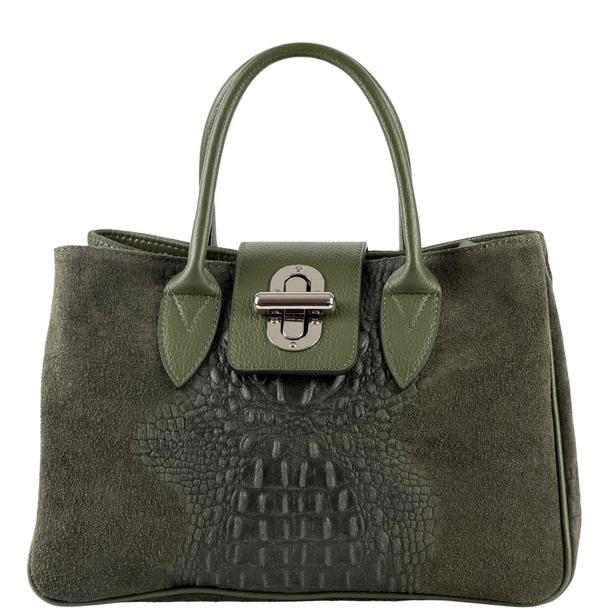 Alberta Structured Suede Satchel - Made In Italy
