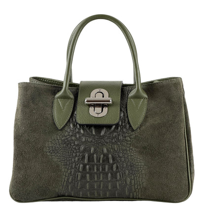 Alberta Structured Suede Satchel - Made In Italy