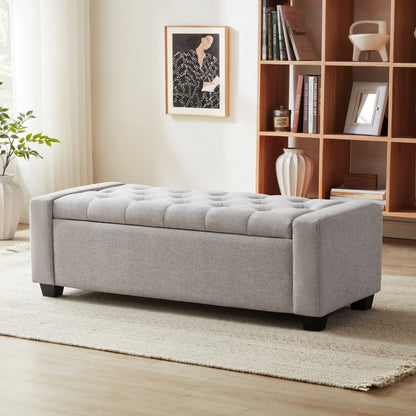 Home Ottoman with Storage, Storage Ottoman Bench with Safety Hinge, Upholstered Storage Bench with Seating for Bedroom, Living Room, Holds up to 330 lb