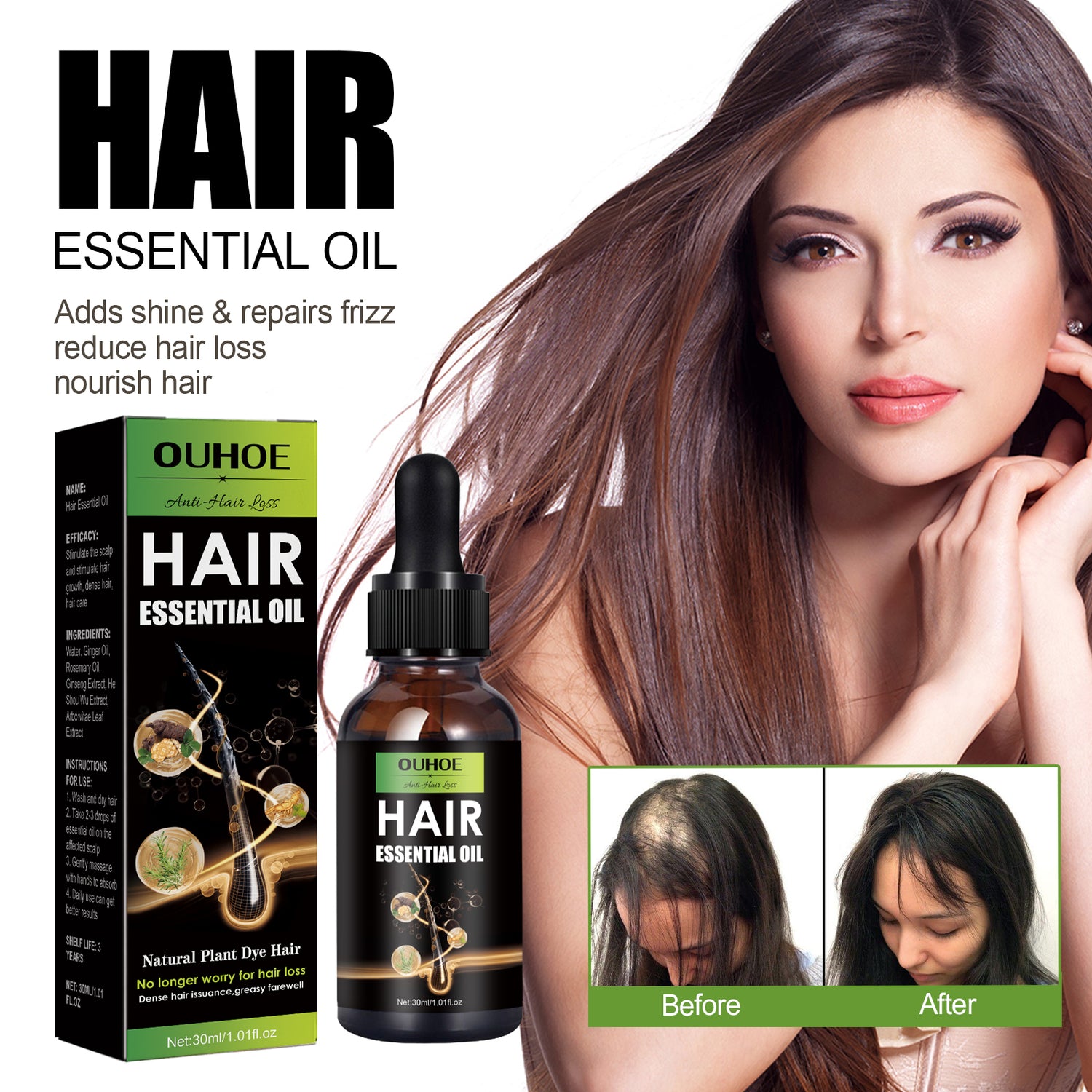 OUHOE Hair Care Oil, Repair Damage Improve Dry Hair Prevent Hair Loss And Smooth Essential Oil